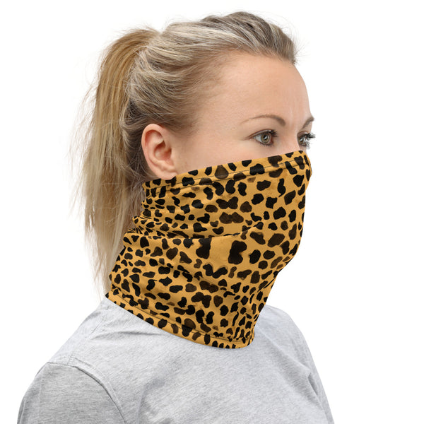 Beige Cheetah Neck Gaiter, Animal Print Face Covering Mask Shield-Made in USA/EU-Heidi Kimura Art LLC-Heidi Kimura Art LLC Beige Cheetah Neck Gaiter, Animal Print Luxury Premium Quality Cool And Cute One-Size Reusable Washable Scarf Headband Bandana - Made in USA/EU, Face Neck Warmers, Non-Medical Breathable Face Covers, Neck Gaiters  