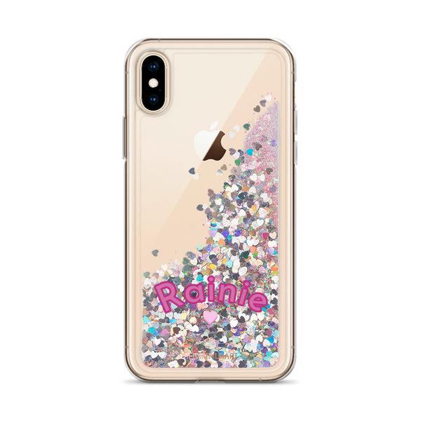 Custom Name Glitter iPhone Case, Liquid Glitter Phone Case-Heidi Kimura Art LLC-Pink-iPhone X/XS-Heidi Kimura Art LLC