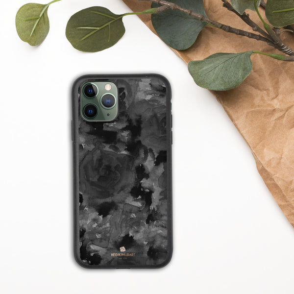 Black Floral Eco-Friendly iPhone Case, Biodegradable Phone Case-Heidi Kimura Art LLC-iPhone 11 Pro-Heidi Kimura Art LLC