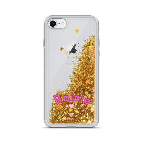 Custom Name Glitter iPhone Case, Liquid Glitter Phone Case-Heidi Kimura Art LLC-Gold-iPhone 7/8-Heidi Kimura Art LLC