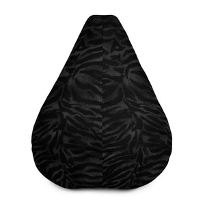 Luxury Black Tiger Striped Animal Print Water Resistant Polyester Bean Sofa Bag-Bean Bag-Bean Bag w/ Filling-Heidi Kimura Art LLC