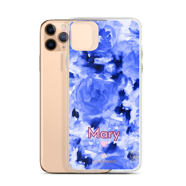 Custom Name Blue Floral iPhone Case, Personalized Phone Case-Heidi Kimura Art LLC-Heidi Kimura Art LLC