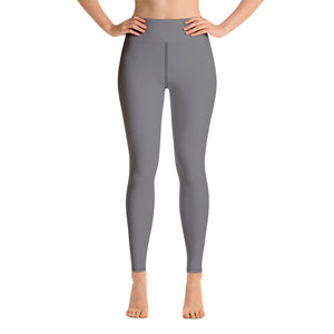Women's Gray Solid Color Active Wear Fitted Leggings Sports Long Yoga & Barre Pants - Made in USA-Leggings-XS-Heidi Kimura Art LLC