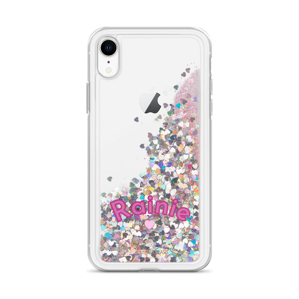 Custom Name Glitter iPhone Case, Liquid Glitter Phone Case-Heidi Kimura Art LLC-Pink-iPhone XR-Heidi Kimura Art LLC