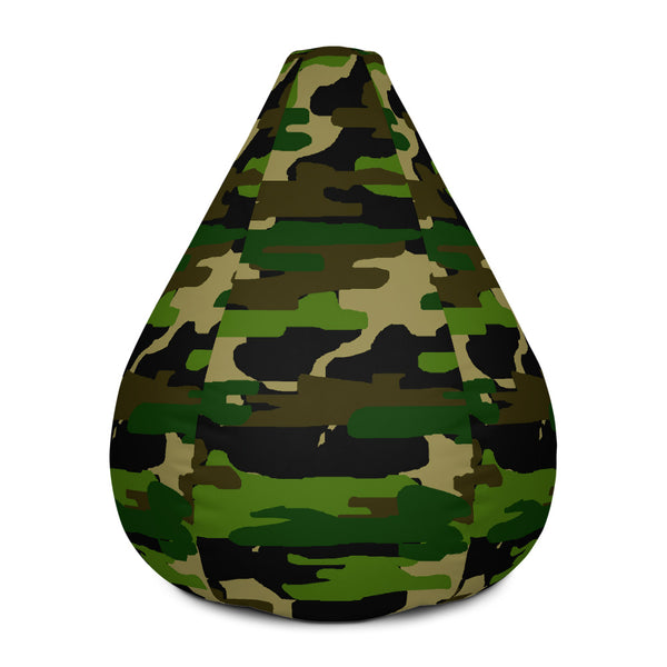 Green Camo Camouflage Military Army Print Polyester Bean Sofa Bag-Made in Europe-Bean Bag-Heidi Kimura Art LLC