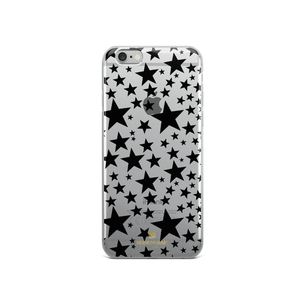 Black Stars Pattern Print Transparent Clear Designer iPhone Phone Case- Made in USA/EU-Phone Case-iPhone 6/6s-Heidi Kimura Art LLC