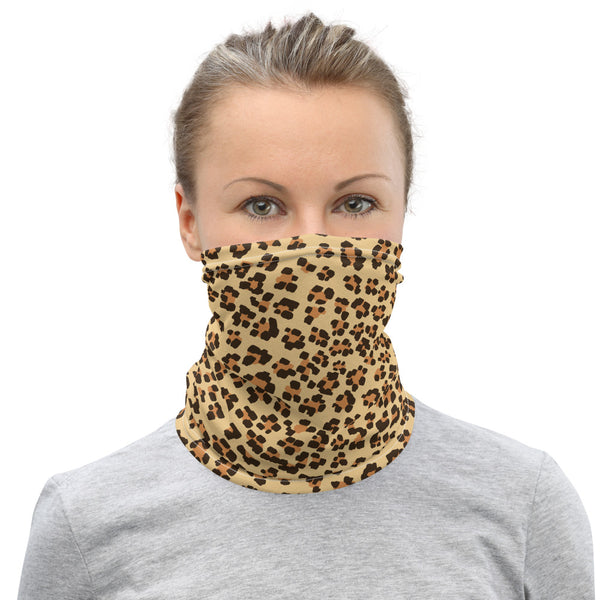 Brown Leopard Neck Gaiter, Animal Print Unisex Face Shield Bandana, Headband-Made in USA/EU-Heidi Kimura Art LLC-Heidi Kimura Art LLCBrown Leopard Neck Gaiter, Animal Print Face Mask Shield, Luxury Premium Quality Cool And Cute One-Size Reusable Washable Scarf Headband Bandana - Made in USA/EU, Face Neck Warmers, Non-Medical Breathable Face Covers, Neck Gaiters  