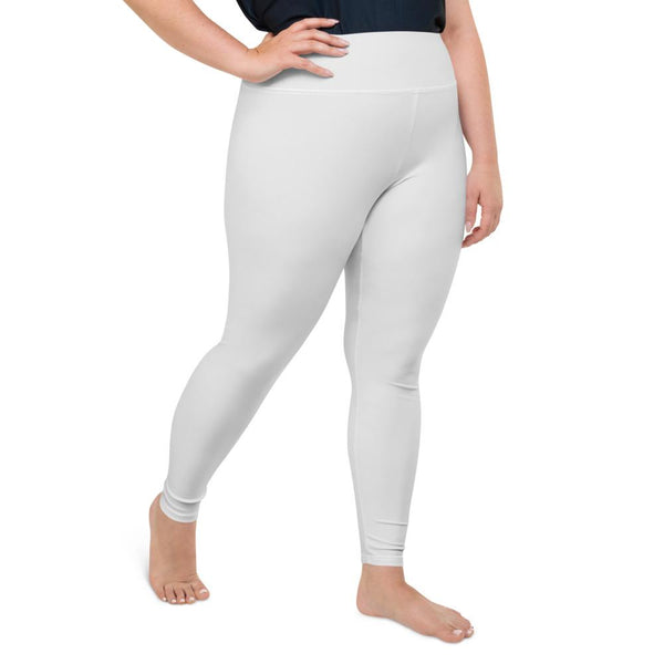 Light Gray Solid Color Print Plus Size Women's Quality Stretchy Leggings- Made in USA/EU-Women's Plus Size Leggings-Heidi Kimura Art LLC Light Gray Plus Size Leggings, Light Gray Solid Color Print Women's Best Premium Quality Fun Plus Size Leggings  - Made in USA/EU (US Size: 2XL-6XL) Plus Size Leggings Good Quality, Fun Plus Size Leggings