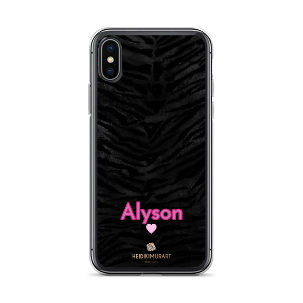 Personalized Tiger Stripe iPhone Case, Black Animal Print Phone Case-Heidi Kimura Art LLC-iPhone X/XS-Heidi Kimura Art LLC