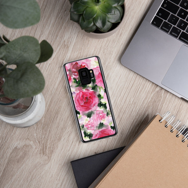 Pink Rose Floral Print Samsung Case, Flower BPA Free Phone Case-Printed in USA/EU-Heidi Kimura Art LLC-Heidi Kimura Art LLC