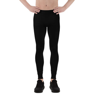 Solid Black Meggings, Classic Elastic Comfy Men's Leggings Fitness Pants-Made in USA/EU-Men's Leggings-XS-Heidi Kimura Art LLC