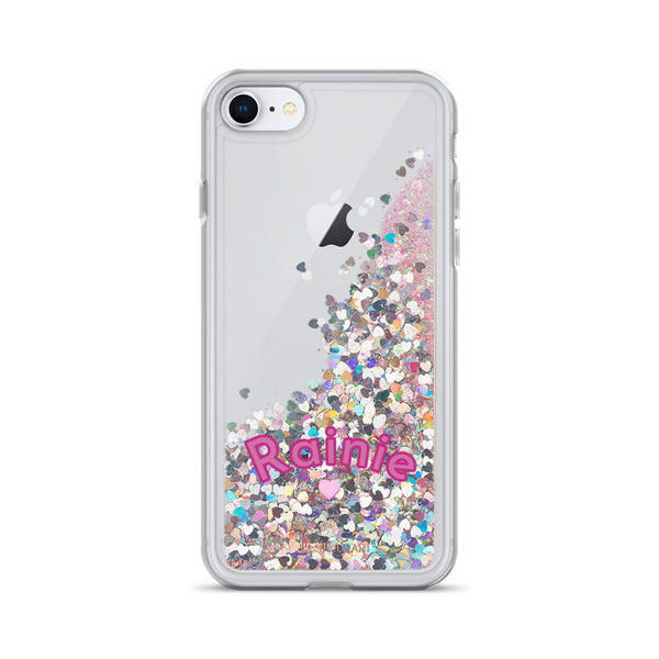 Custom Name Glitter iPhone Case, Liquid Glitter Phone Case-Heidi Kimura Art LLC-Pink-iPhone 7/8-Heidi Kimura Art LLC