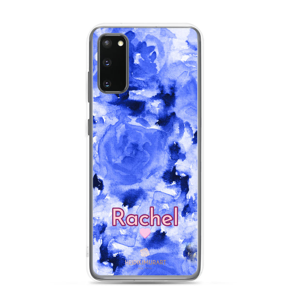 Personalized Blue Floral Samsung Case, Rose Flower Print Phone Case-Heidi Kimura Art LLC-Samsung Galaxy S20-Heidi Kimura Art LLC