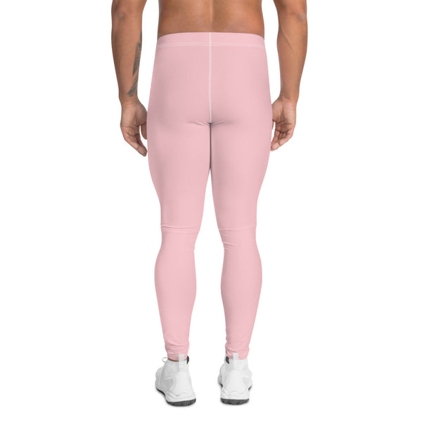 Light Pink Men's Leggings, Modern Pastel Minimalist Gay Friendly Meggings-Made in USA/EU-Heidi Kimura Art LLC-Heidi Kimura Art LLC