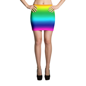Rainbow Ombre Print Mini Skirt, Gay Pride Rainbow Printed Women's Skirt- Made in USA/EU-Mini Skirt-XS-Heidi Kimura Art LLC