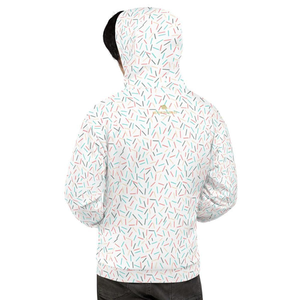 White Sprinkle Birthday Print Unisex Hoodie Pullover Sweatshirt For Women- Made in EU-Men's Hoodie-Heidi Kimura Art LLC