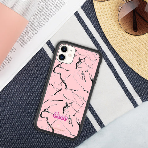 Custom Name Eco-Friendly iPhone Case, Pink Name Biodegradable Phone Case-Heidi Kimura Art LLC-iPhone 11-Heidi Kimura Art LLC