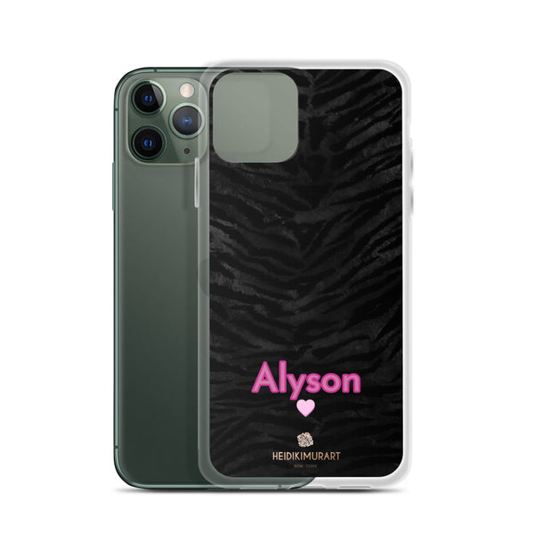 Personalized Tiger Stripe iPhone Case, Black Animal Print Phone Case-Heidi Kimura Art LLC-Heidi Kimura Art LLC