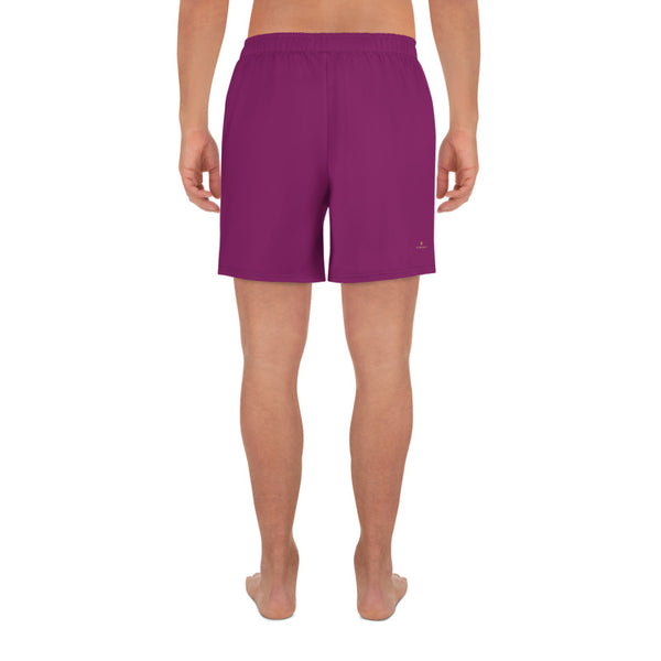 Dark Purple Solid Color Print Premium Men's Athletic Long Shorts - Made in Europe-Men's Long Shorts-Heidi Kimura Art LLC
