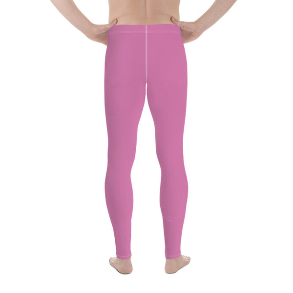 Candy Pink Solid Color Print Premium Men's Leggings Compression Tights- Made in USA/EU-Men's Leggings-Heidi Kimura Art LLC