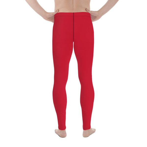 Bright Red Meggings, Bright Red Solid Color Print Modern Fashionable Men's Running Workout Gym Men's  Leggings & Run Tights Meggings Activewear, Compression Tights- Made in USA/ Europe (US Size: XS-3XL) Bright Red Solid Color Print Premium Men's Leggings Meggings Tights - Made in USA/EU-Men's Leggings-Heidi Kimura Art LLC