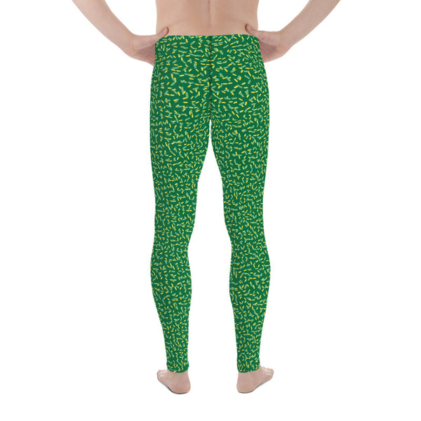 Green Yellow Festive St. Patty's Day Print Men's Costume Leggings - Made in USA/EU-Men's Leggings-Heidi Kimura Art LLC