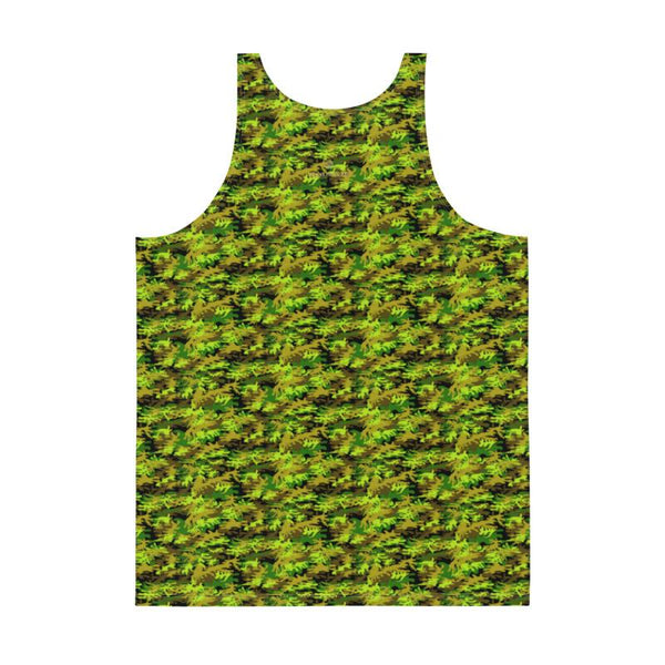Green Camouflage Army Military Print Men's or Women's Unisex Tank Top- Made in USA-Men's Tank Top-Heidi Kimura Art LLC