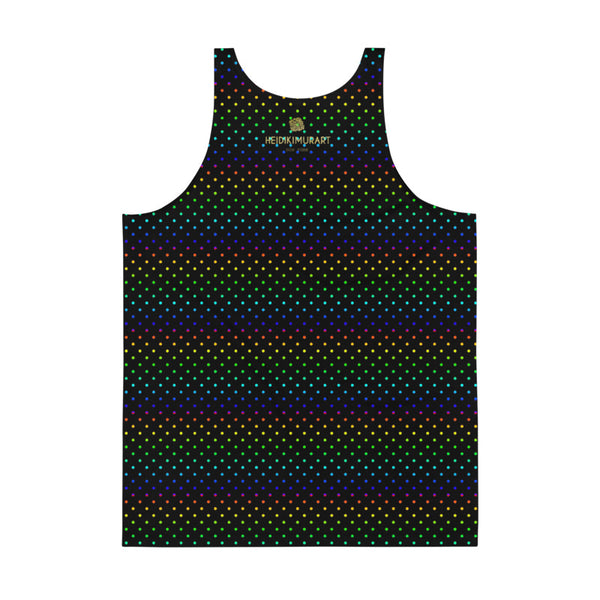 Black Rainbow Polka Dots Print Gay Friendly Colorful Unisex Tank Top- Made in USA-Men's Tank Top-Heidi Kimura Art LLC