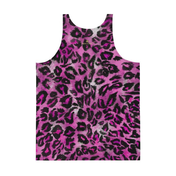 Pink Leopard Animal Print Mens Womens Premium Best Unisex Tank Top-Made in USA-Men's Tank Top-Heidi Kimura Art LLC