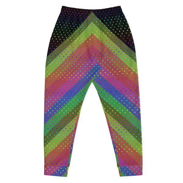 Black Rainbow Stripes and Polka Dots Bestselling Men's Joggers - Made in EU-Men's Joggers-Heidi Kimura Art LLC