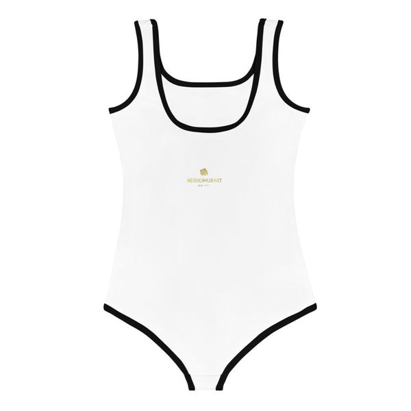 Titanium White Solid Color Premium Quality Spandex Kids Swimsuit- Made in USA-Kid's Swimsuit (Girls)-Heidi Kimura Art LLC