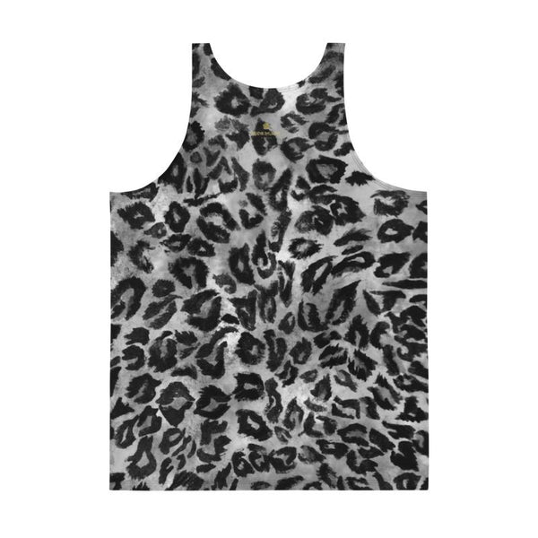 Gray Leopard Animal Print Mens Womens Unisex Premium Trendy Tank Top- Made in USA-Men's Tank Top-Heidi Kimura Art LLC