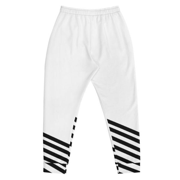 White Black Stripe Print Bestselling Stylish Men's Joggers Sweatpants Bottoms - Made in EU-Men's Joggers-Heidi Kimura Art LLC