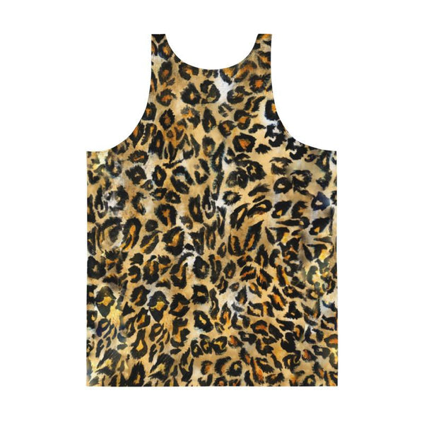 Brown Leopard Animal Print Men's/ Women's Unisex Premium Tank Top-Made in USA-Men's Tank Top-Heidi Kimura Art LLC