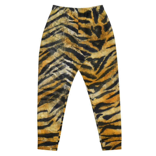 Orange Brown Bengal Tiger Stripe Animal Print Premium Men's Joggers - Made in EU-Men's Joggers-Heidi Kimura Art LLC