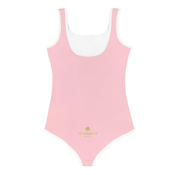 Light Ballet Pink Solid Color Print Premium Girl's Kids Sports Cute Swimsuit- Made in USA-Kid's Swimsuit (Girls)-Heidi Kimura Art LLC