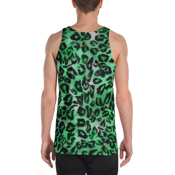 Green Leopard Animal Print Mens Or Womens Unisex Premium Tank Top- Made in USA-Men's Tank Top-Heidi Kimura Art LLC