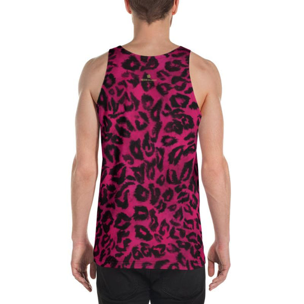 Hot Pink Leopard Animal Print Mens Womens Unisex Premium Tank Top- Made in USA-Men's Tank Top-Heidi Kimura Art LLC
