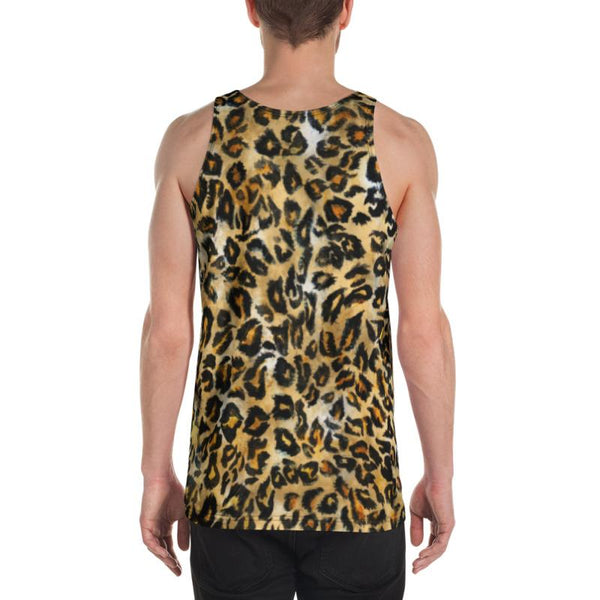 Brown Leopard Animal Print Men's/ Women's Unisex Premium Tank Top-Made in USA-Men's Tank Top-Heidi Kimura Art LLC