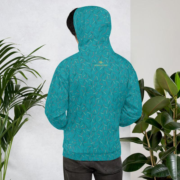 Teal Blue Birthday Sprinkle Print Men's Unisex Hoodie Sweatshirt Pullover- Made in EU-Men's Hoodie-Heidi Kimura Art LLC