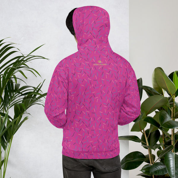 Hot Pink Birthday Sprinkle Print Ladies Unisex Hoodie Sweatshirt Pullover- Made in EU-Women's Hoodie-Heidi Kimura Art LLC