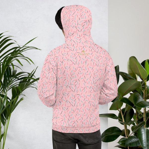 Light Pink Birthday Sprinkle Print Ladies Unisex Hoodie Sweatshirt Pullover- Made in EU-Women's Hoodie-Heidi Kimura Art LLC