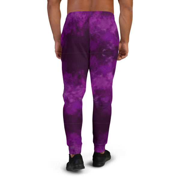 Purple Abstract Men's Joggers, Dark Purple Slim Fit Designer Abstract Sweatpants For Men, Modern Slim-Fit Designer Ultra Soft & Comfortable Men's Joggers, Men's Jogger Pants-Made in EU/MX (US Size: XS-3XL)