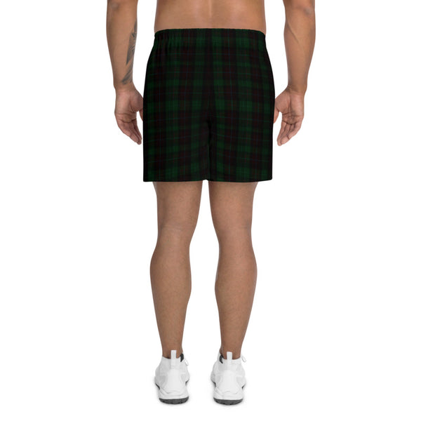 Dark Green Plaid Print Shorts, Traditional Preppy Tartan Plaid Print Men's Athletic Best Long Shorts- Made in EU (US Size: XS-3XL)