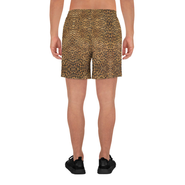 Brown Leopard Men's Shorts, Animal Print Premium Quality Men's Athletic Long Fashion Shorts (US Size: XS-3XL) Made in Europe