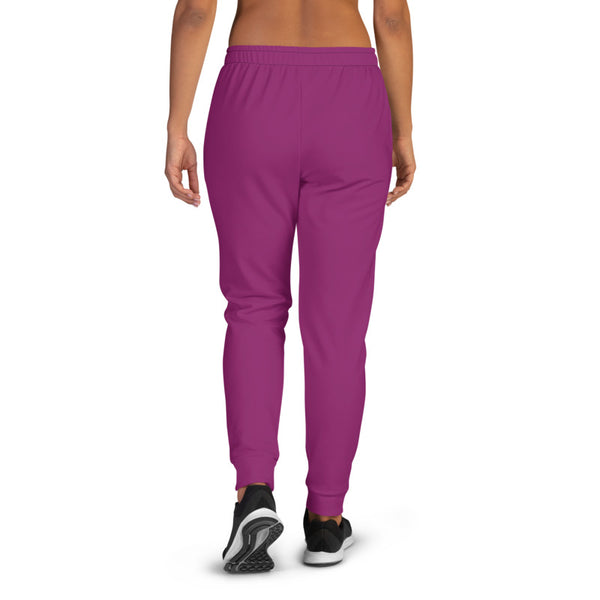Purple Women's Joggers, Solid Color Print Premium Printed Skinny Slit Fit Soft Women's Joggers Sweatpants -Made in EU (US Size: XS-3XL) Plus Size Available, Solid Coloured Women's Joggers, Soft Joggers Pants Womens, Purple Womens Joggers Casual Skinny Best Joggers