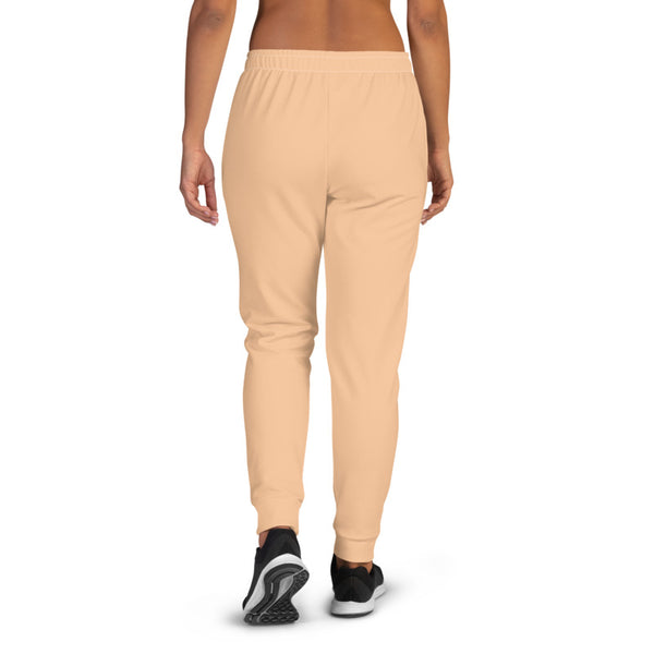 Nude Women's Joggers, Solid Color Print Premium Printed Skinny Slit Fit Soft Women's Joggers Sweatpants -Made in EU (US Size: XS-3XL) Plus Size Available, Solid Coloured Women's Joggers, Soft Joggers Pants Womens, Nude Color Womens Joggers Casual Skinny Best Joggers