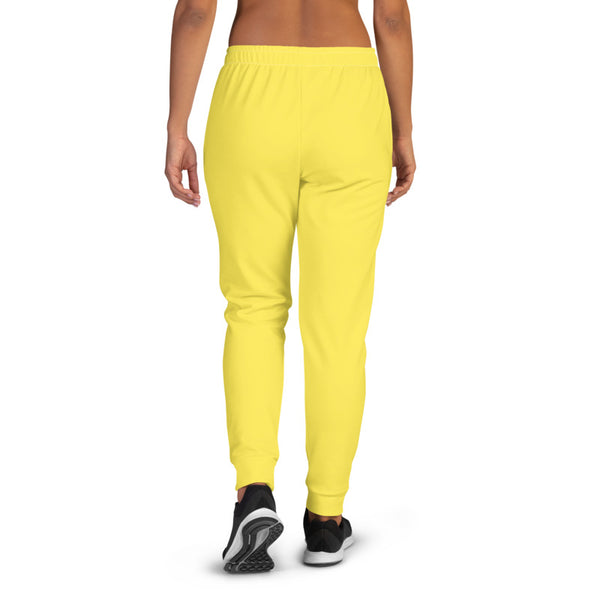 Bright Yellow Women's Joggers, Bright Solid Color Premium Printed Slit Fit Soft Women's Joggers Sweatpants -Made in EU (US Size: XS-3XL) Plus Size Available, Solid Coloured Women's Joggers, Soft Joggers Pants Womens, Women's Long Joggers, Women's Soft Joggers, Lightweight Jogger Pants Women's, Women's Athletic Joggers, Women's Jogger Pants