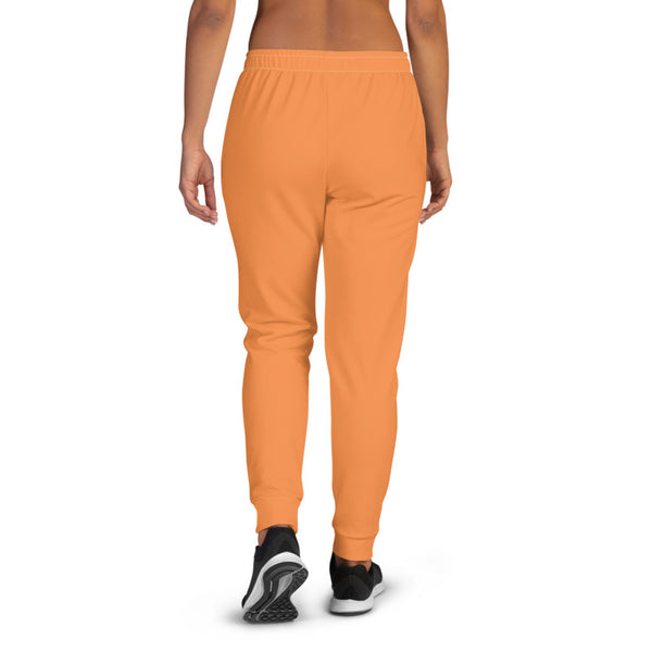 Orange Women's Joggers, Solid Color Print Premium Printed Skinny Slit Fit Soft Women's Joggers Sweatpants -Made in EU (US Size: XS-3XL) Plus Size Available, Solid Coloured Women's Joggers, Soft Joggers Pants Womens, Womens Joggers Casual Skinny Best Joggers