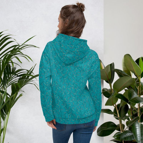 Teal Blue Birthday Sprinkle Print Women's Unisex Hoodie Sweatshirt Pullover- Made in EU-Women's Hoodie-Heidi Kimura Art LLC